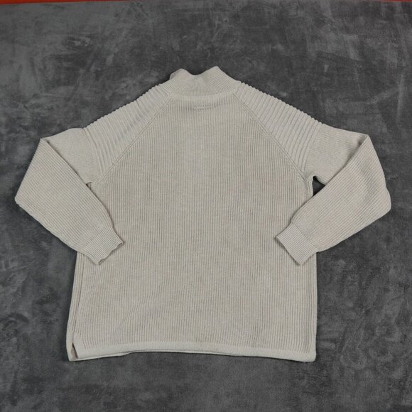 Carbon 2 Cobalt Men's Large Oatmeal Beige Quarter 1/4 Zip Cowl Ribbed Fisherman - Picture 2 of 8